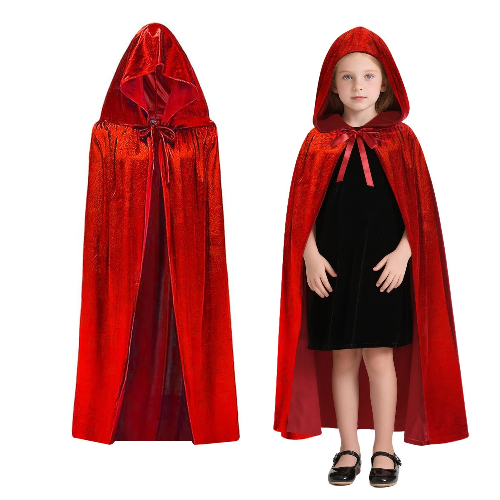 Myir JUN Unisex Cape Met Capuchon Halloween Cape Voor Volwassenen Cosplay Vampier Kostuum Halloween Kostuum (Zwart, XXL