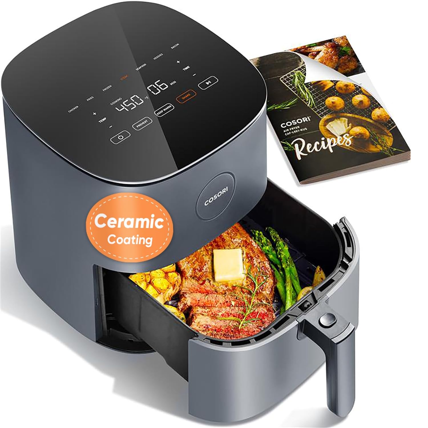 COSORI Air Fryer 5 QT (4.7 Litre) Black, 1500W Fast Cooking 9 Preset Menu