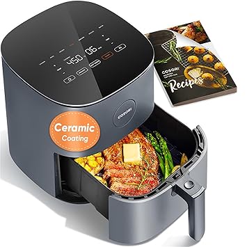 COSORI Air Fryer 5 QT (4.7 Litre) Black, 1500W Fast Cooking 9 Preset Menu, 30 Recipes Cookbook, Grill, Broil, Roast, Toast, Bake, Reheat, Defrost, Digital Touch Panel (CAF-L501)