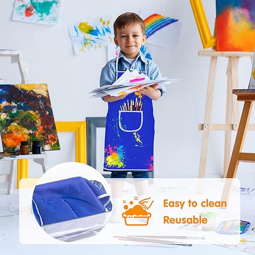 Miniatura 3 de Ecoofor 12 Pieces Middle Size Kids Painting Aprons for Ages 5 - 12 Art Smocks with Pocket for Childrens Art Party Classroom
