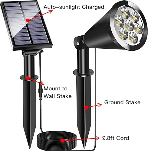 Miniatura 7 de MEIHONG Lámpara solar de techo para porche + focos solares de anochecer a amanecer, luces solares de paisaje, luces solares para jardín, porche,