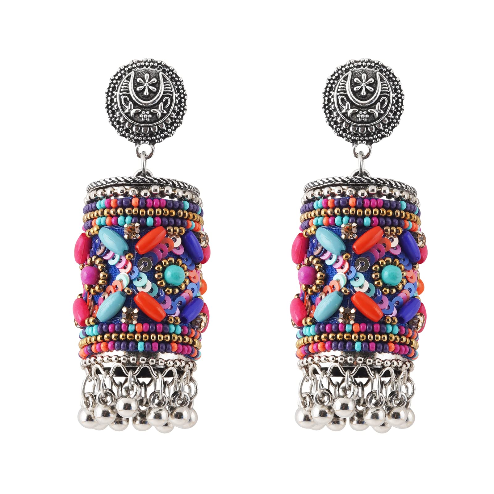 Teejh Ganavi Pink and Orange Stone Silver Oxidised Earring (B0BSGT7X5G) Amazon Price History, Amazon Price Tracker