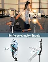 Vista 5 de Palo selfie con trípode y luz, palo selfie de 45'' con control remoto inalámbrico, trípode portátil para teléfono compatible con iPhone 16/15 Pro