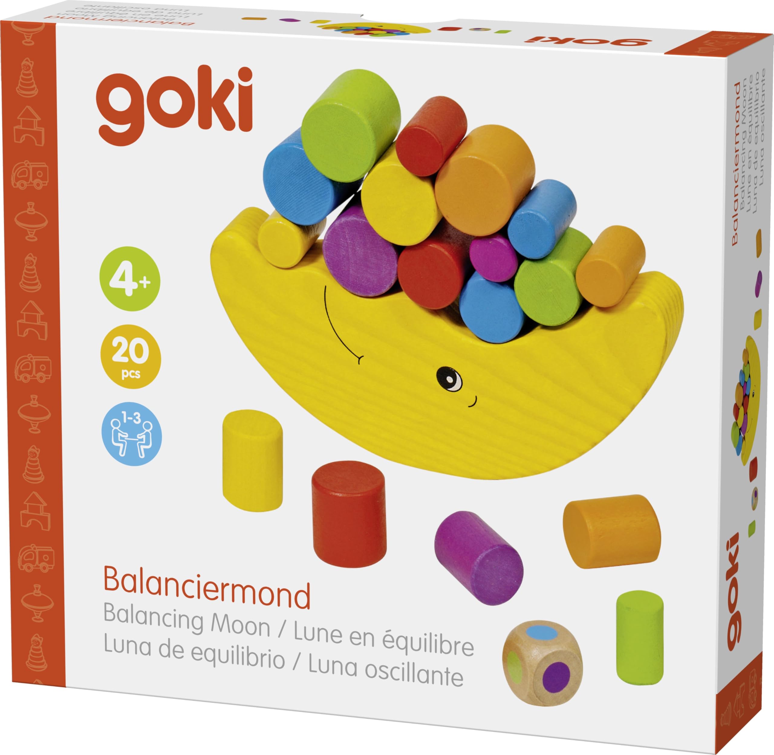 Balancierspiel Mond, goki basic: L= 14,2 cm, Holz, 20 Teile, per Stück