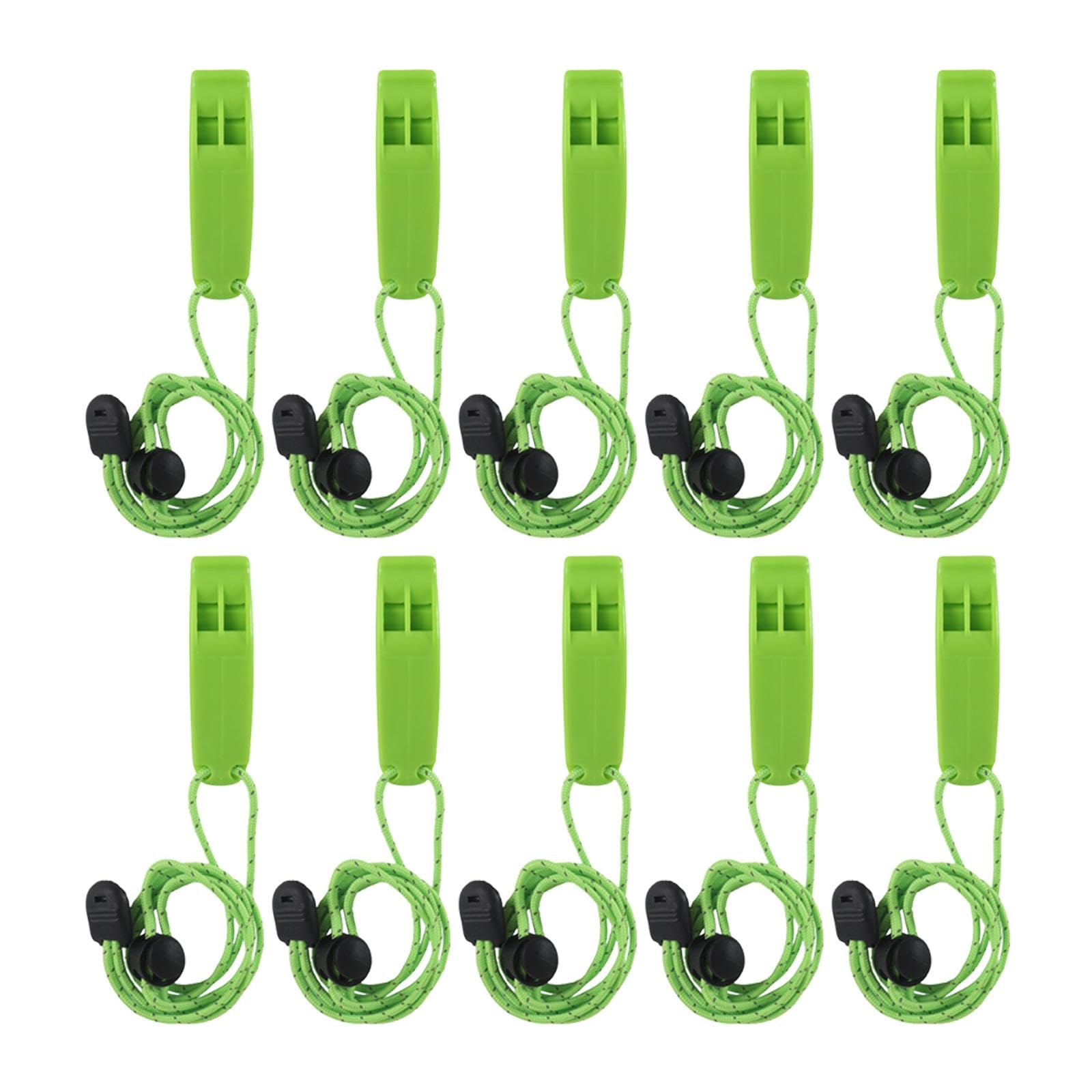 Menolana 10x Emergency Whistle with Lanyard Practical Loud Lightweight with Back Clip Outdoor Safe Whistle for Mountain Climbing Kayak, Green