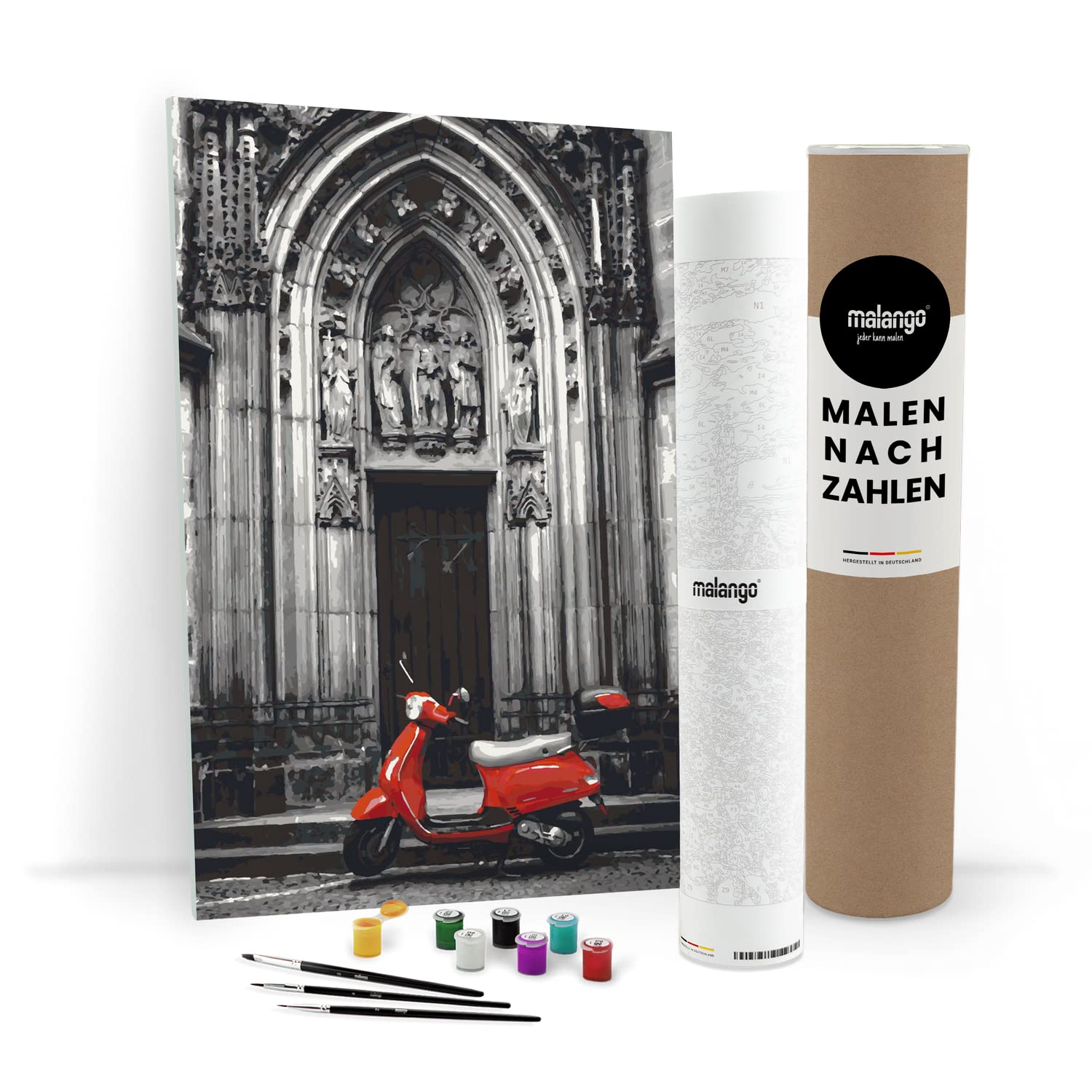 Malen nach Zahlen Erwachsene - rote Vespa 90 x 60 cm groß XL Premium-Malset ohne Rahmen, Hergestellt in unserer Produktion in Deutschland, Kreative