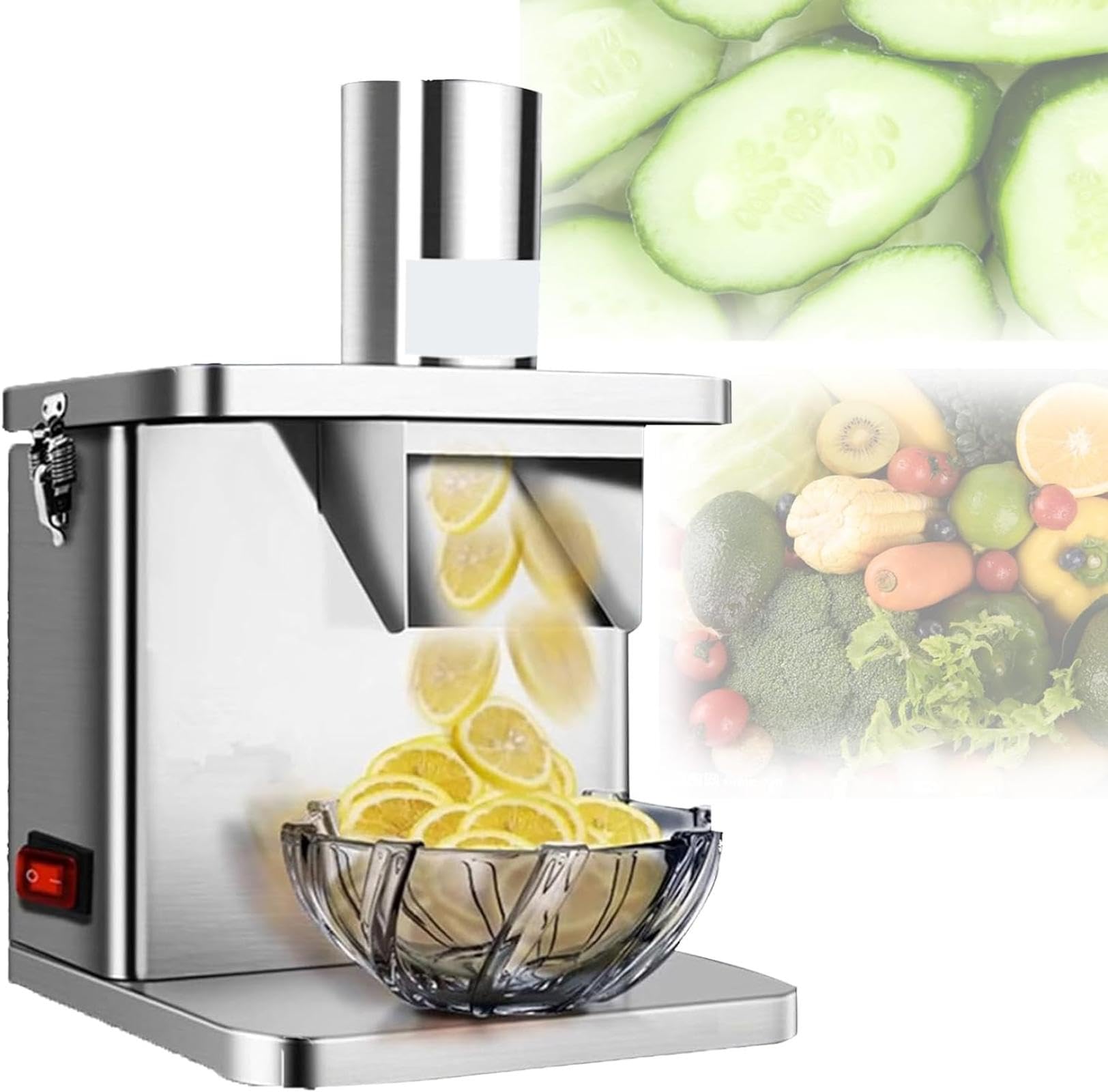 GTHTUHFD Electric Slicing Machine Electric Vegetable Slicer Electric Vegetable Chopper, Commercial Vegetable Cutter, 250W Electric Rotary Grater For Vegetables, Julienne Dicer For Kitc