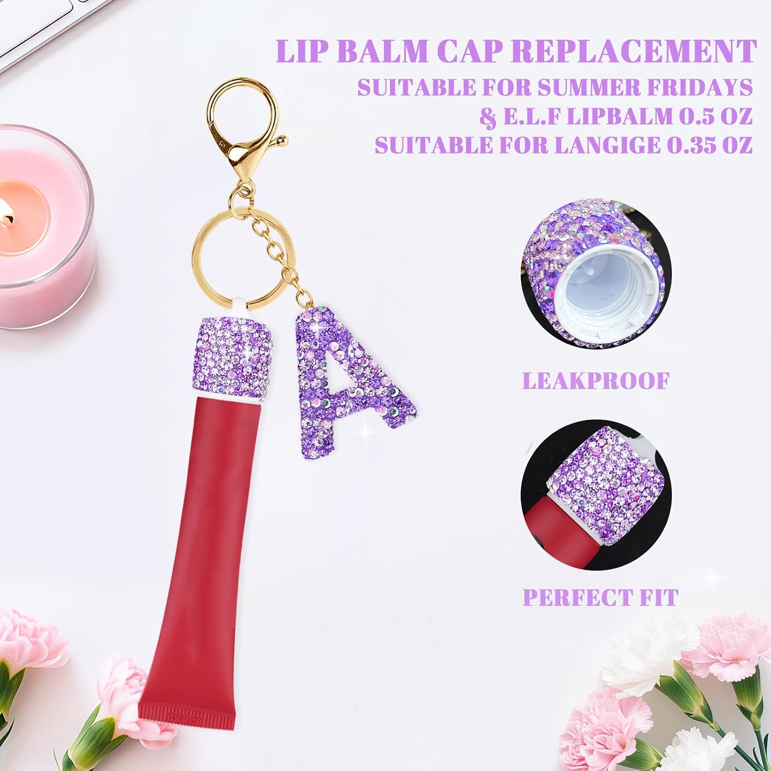 NZNDB 1PCS Keychain Holder for Lip Gloss Summer Fridays,LANGIGE & ELF image 5