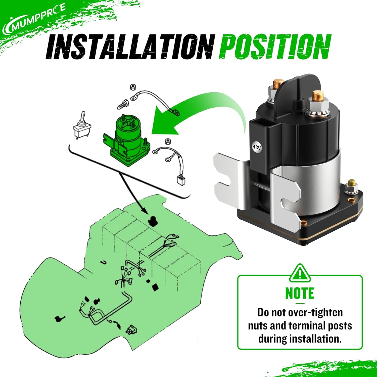 Heavy Duty 48V Golf Cart Solenoid for Yamaha Drive G22 G29 Electric 2007-up Models, 4 Terminal Yamaha G29 Golf Cart Solenoid Relay Assy Replace OEM# JU6H19500000 JU6-H1950-00 JU6-H1950-00-00