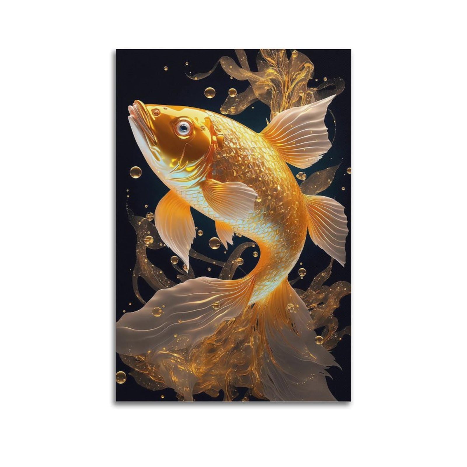 CPGLJD Marine Animal Poster Golden Fish Dynamism Poster Decorative Painting Canvas Wall Posters And Art Picture Print Modern Family Bedroom Decor Posters 20x30inch(50x75cm)