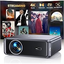 Proiettore 4K (Compatibile con Netflix)1000ANSI Auto Focus, Keystone 4k smart tv Projector, WiFi6 Two-way Bluetooth5.3 Proiettore Portatile 1080p nativo con HDMI ARC, CEC Home Cinema, Esterno Nero