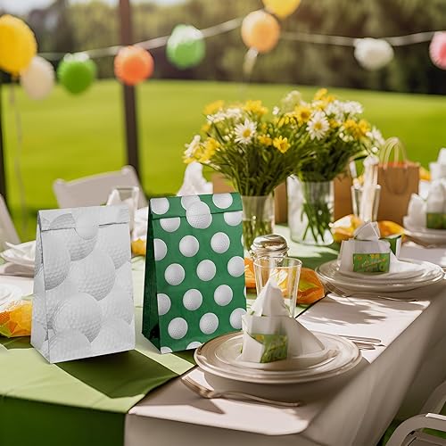 Miniatura 7 de Bolsas de regalo de fiesta de golf  24 bolsas de regalo de golf con 5 diseños, bolsas de papel para decoraciones de fiestas de cumpleaños temáticas