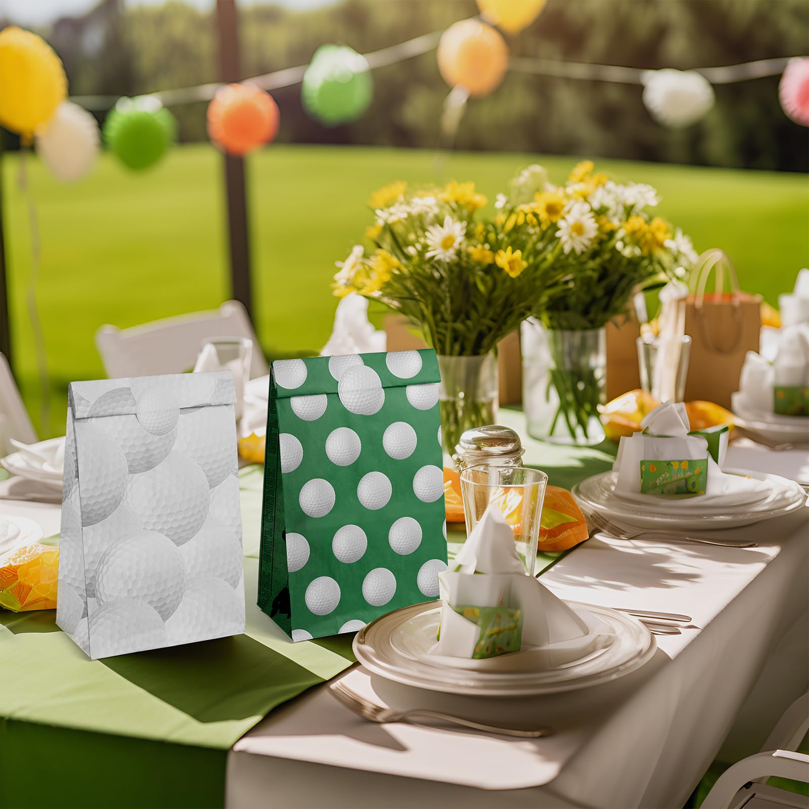 Golf Party Favor Bags – 24 Pcs Golf Gift Bags with 5 Designs, Paper Goodie Bags for Sports Theme Birthday Party Decorations and Golf Event Supplies