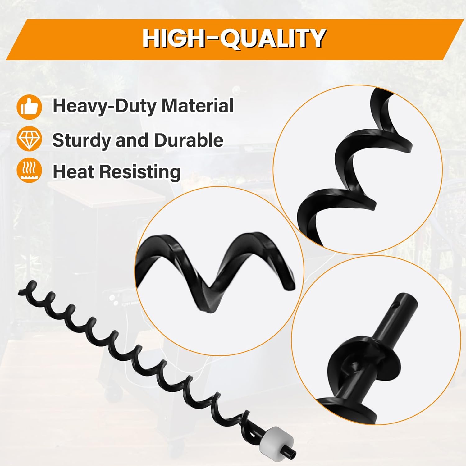 23" Auger Shaft Screw Replacement Parts for Pit Boss 1000 and 1100 Series Pellet Grills, Auger Flighting Shaft & Auger Motor Bushing Kit, Replacement Parts Number: PB1000XL-031-R00