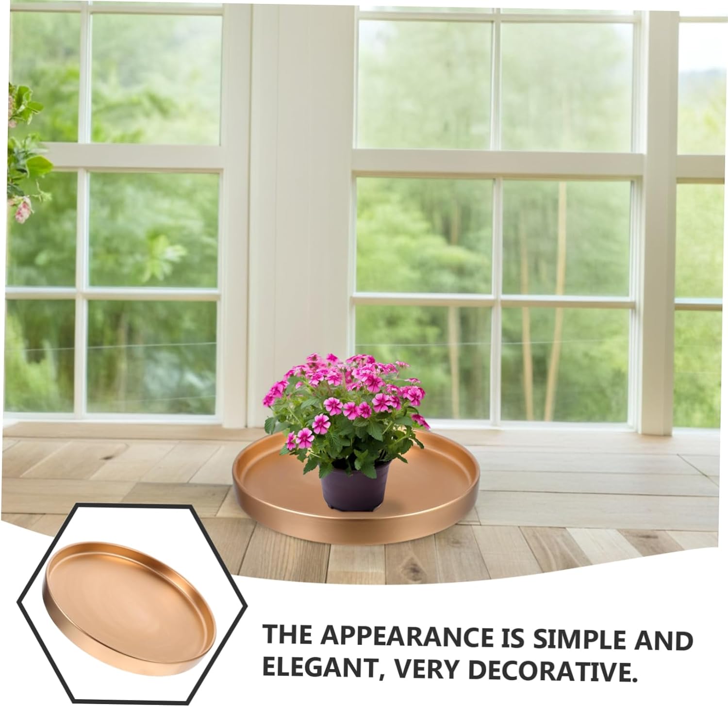Gold Ceramic Plant Pot Saucer Round Tray for Flower Pots Efficient Water Collection Drainage Decor