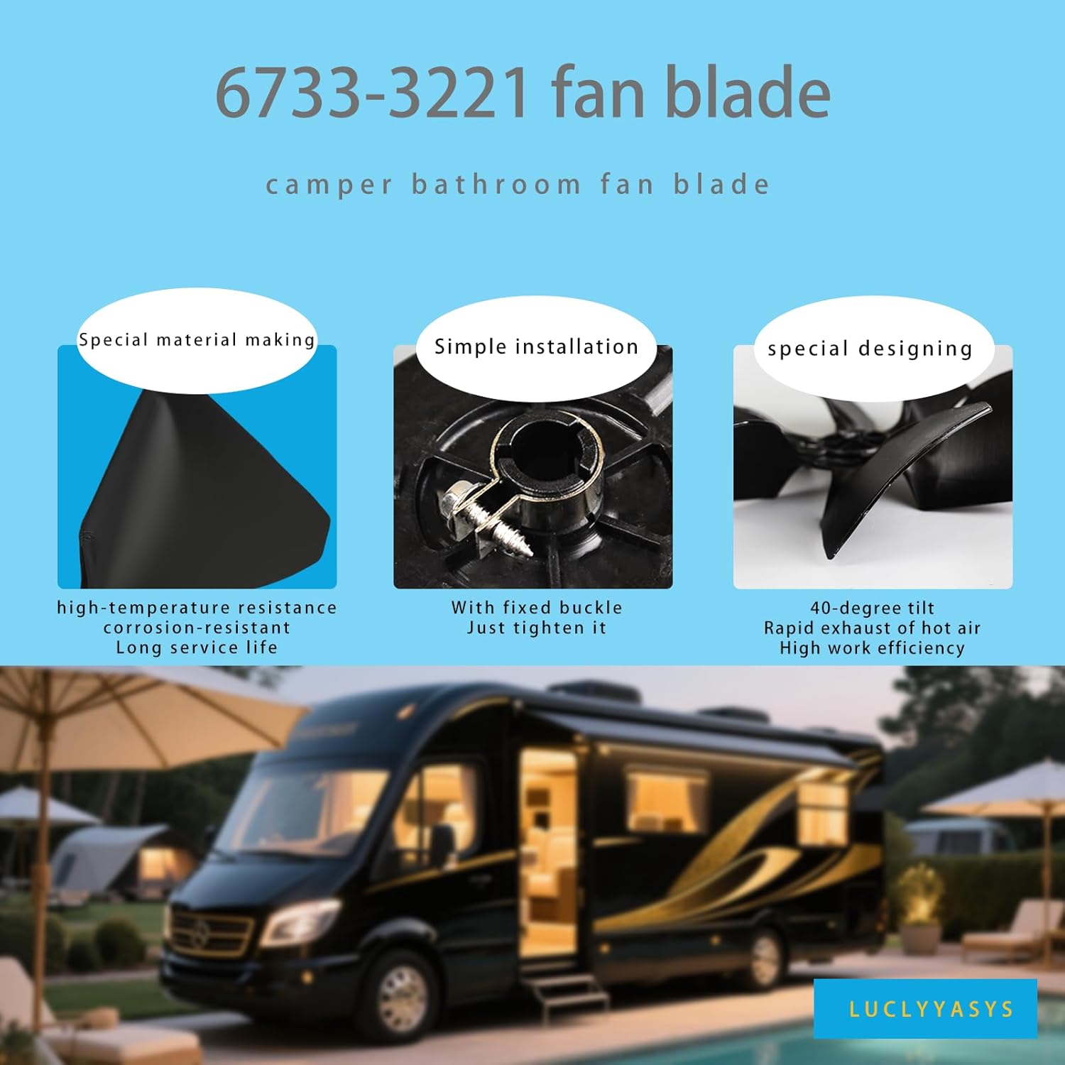 2025 Upgrade 6733-3221 Camper/RV Conditioner Fan Blade Replace 67333221 6733322 Compatible with Coleman Mach RV AC Fan Blade 2-Year QA