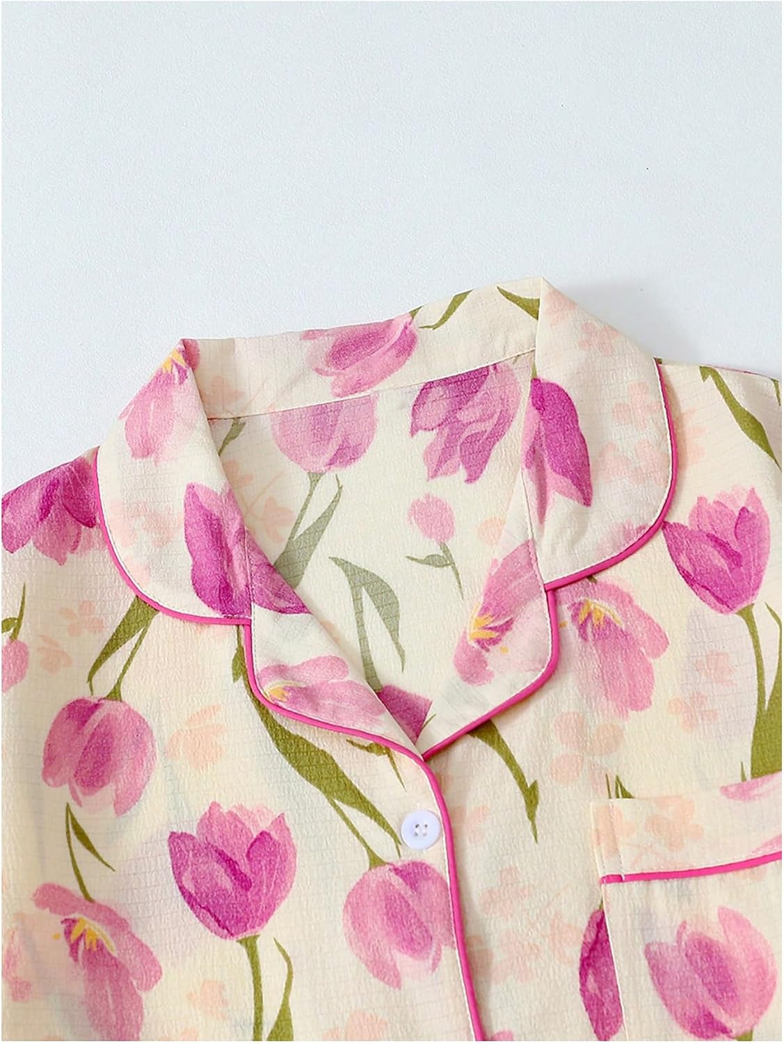 SOLY HUX Women's Floral Print Pajama Set Short Sleeve Sleepwear Button Down Shirt and Shorts Sets Loungewear - Image 3