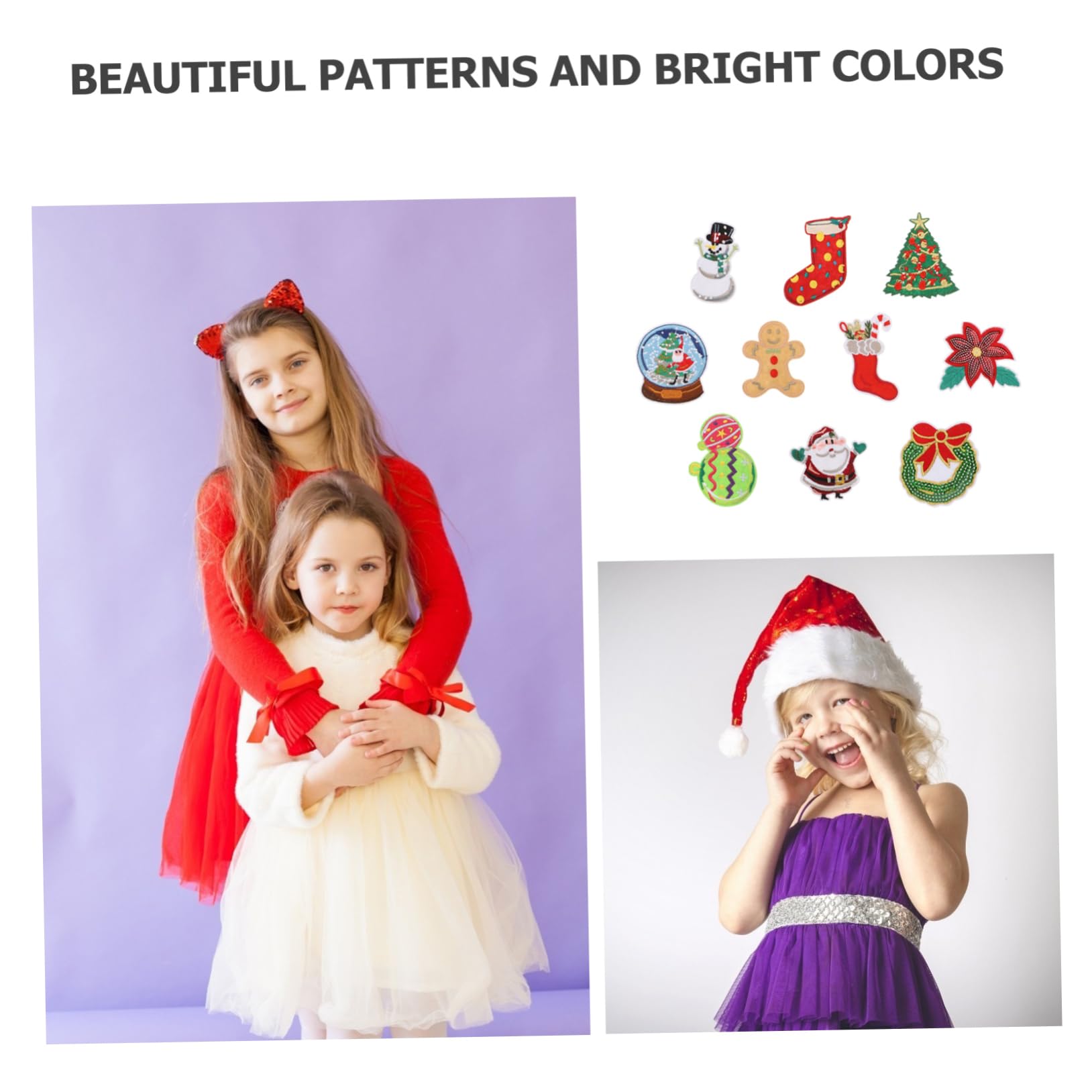 Tofficu 6 Ensembles Écusson De Noël Couture Accessoires Tissu Trousses Fil De Broderie Brodé Patch De Vêtements De Bricolage Patch De Broderie Coudre Un Polyester 10 Pièces * 6
