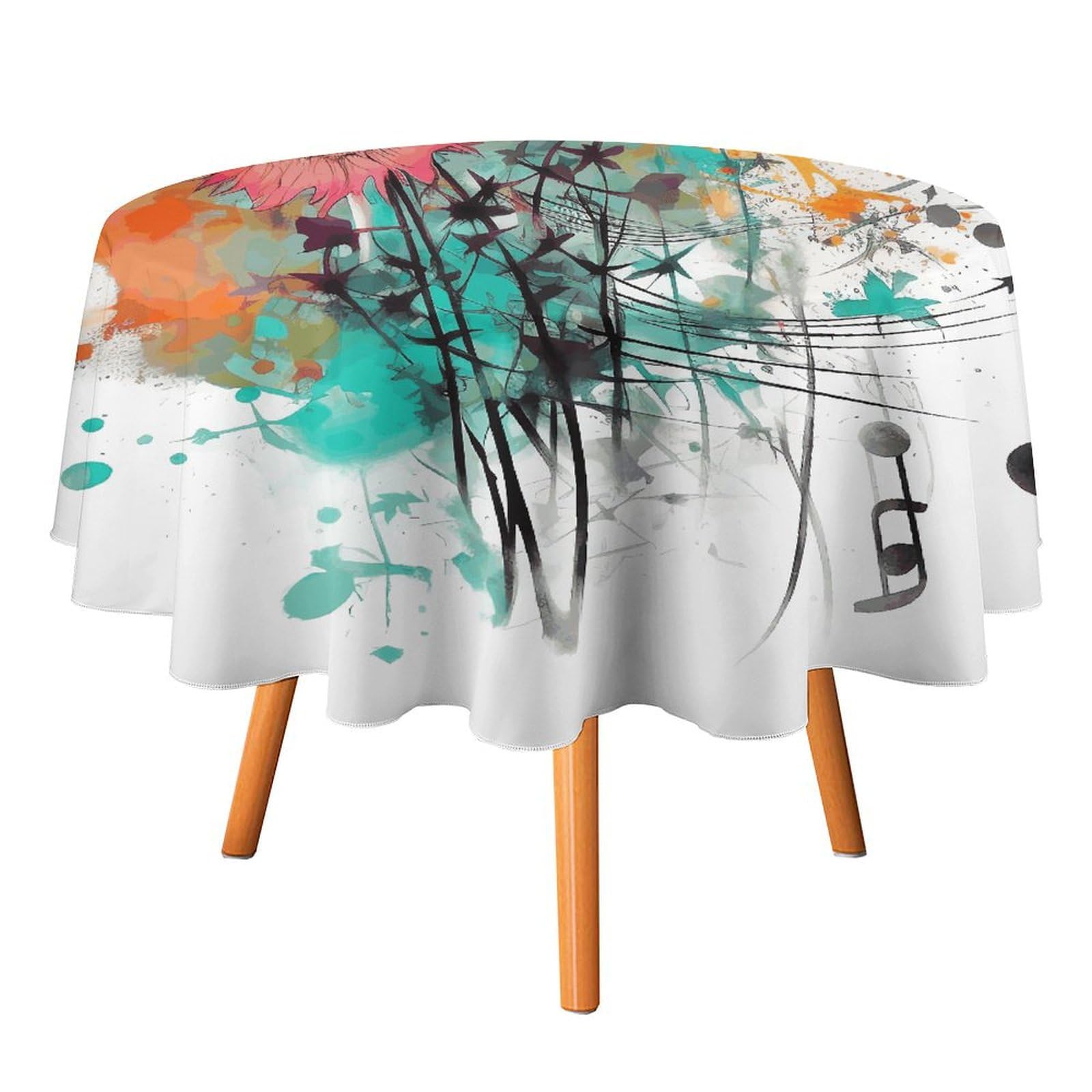 Nappe ronde pissenlits infroissable pour protéger la table des enfants