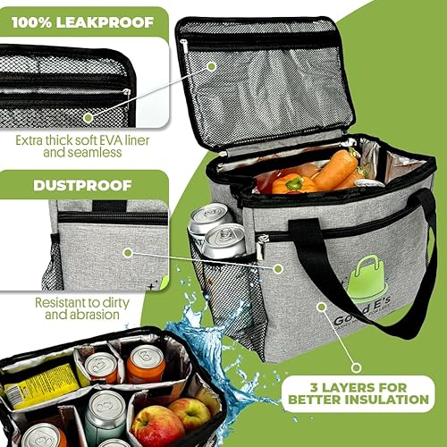 Miniatura 5 de Good E's Bolsa de bebidas reutilizable con aislamiento para 6 tazas, bolsa térmica portátil con 5 divisores, correa para el hombro y bolsillos