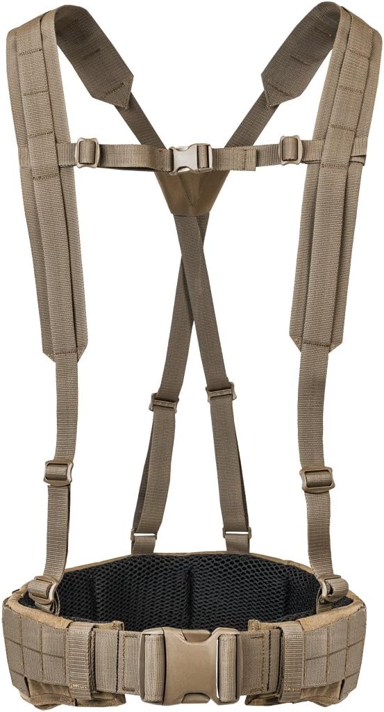Tasmanian Tiger Warrior Belt MK III, Tactical Battle Belt, MOLLE Webbing, Chest Strap Carrying System, Small, Coyote, TT-7655-346-S