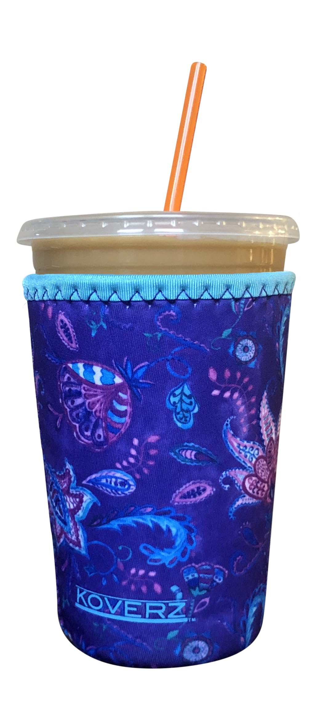Medium Violet Whimsy Neoprene Iced Coffee Sleeve, 24 Oz, Fits 22-24 Oz Cups