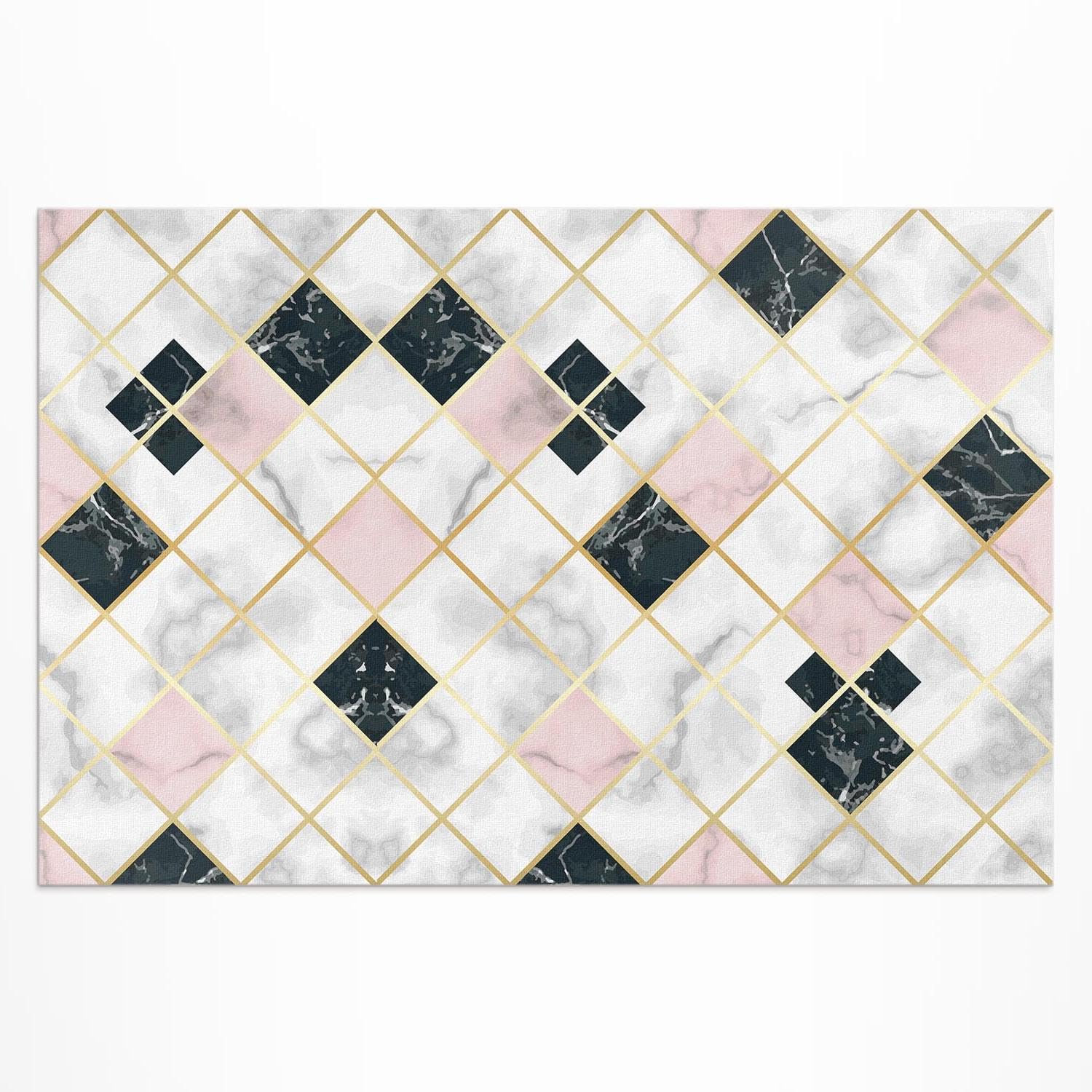 Tapis d'extérieur 140x210 cm en PVC motif marbre pour terrasse et balcon