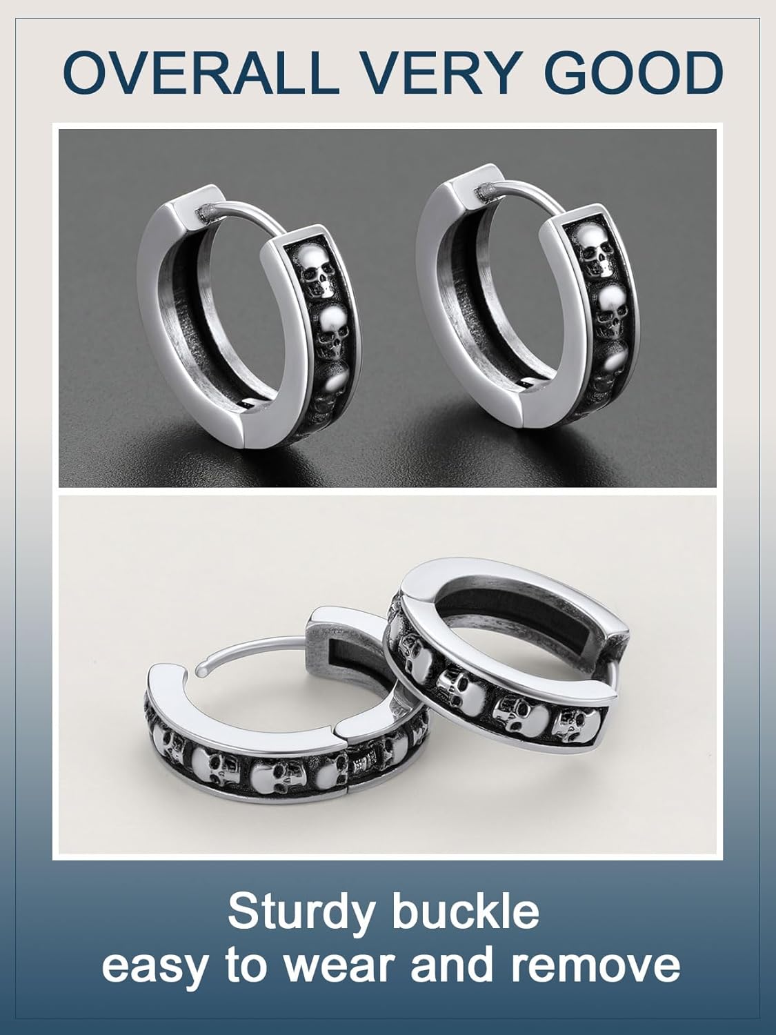 ChainsProMax Hoop Earrings for Men, Chain/Norse Viking/Skull Men's Earrings Cuban Link Hypoallergenic Vintage Huggie Mens Earrings Hoops, Stainless Steel/Gold Plated/Black-with Gift Box - Image 4