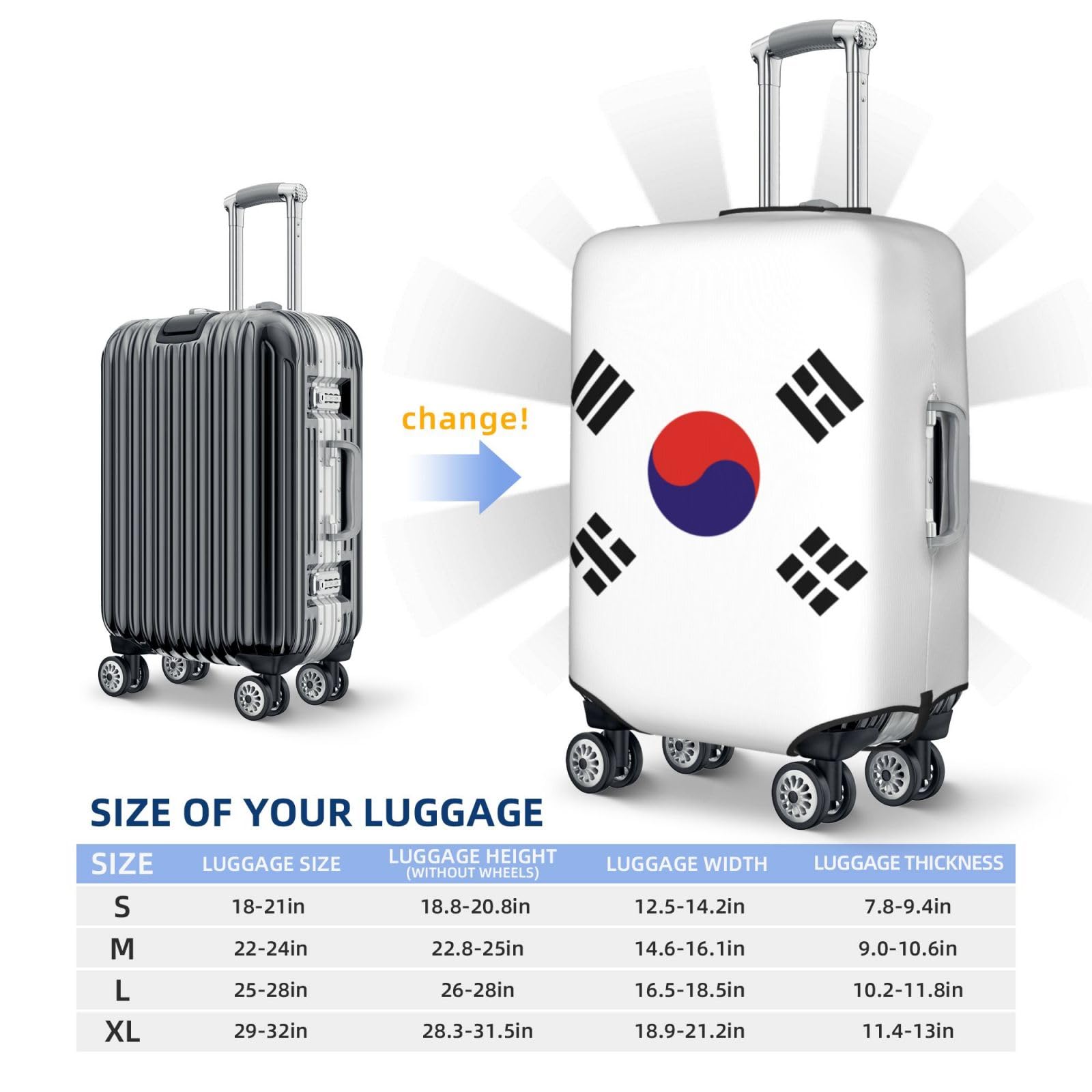 Amazon.co.jp: スーツケースカバー 国旗 韓国 トランクカバー キャリー