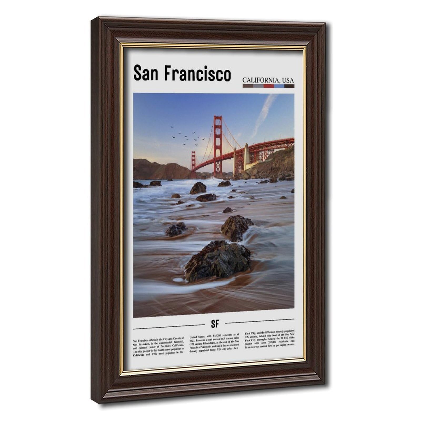 Wcyb Mokume Gane Frame San Francisco San Francisco County California Usa Scenery Travel Prints Posters Canvas Deco Paintings Wall Art For Office Living Room Hangable Frame 2