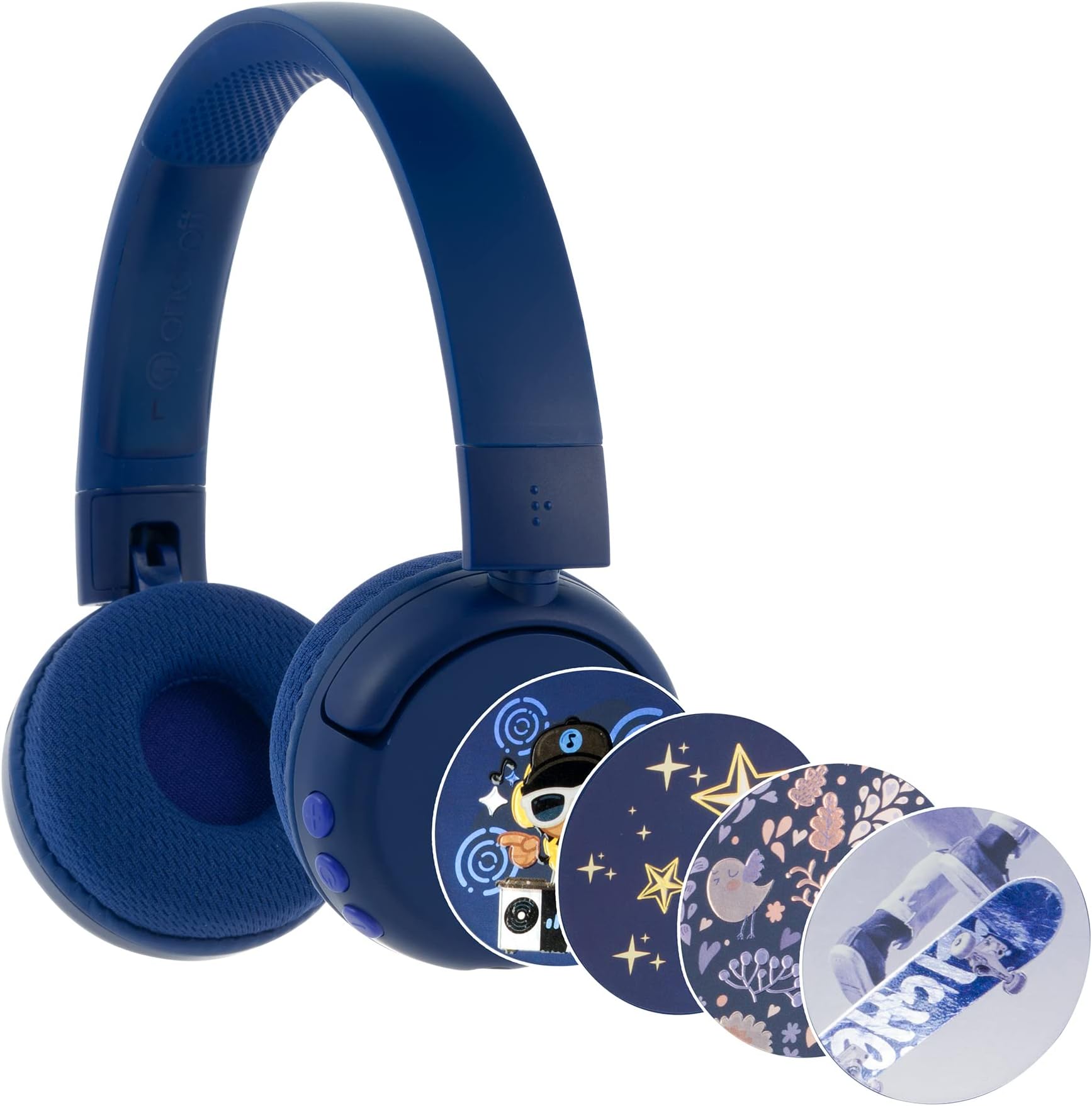 POP Fun Bluetooth Wireless Headset, Superb sound with POP Culture Design | Safe Volume w/Control Buttons |24 Hrs Battery Built-in Mic | Wired or Wireless - Deep Blue