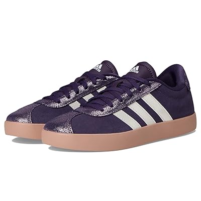 adidas Kids VL Court 3.0 Shoes (Little Kid/Big Kid) Kids Shoes Aurora Plum/Zero Metallic/Pink Gum