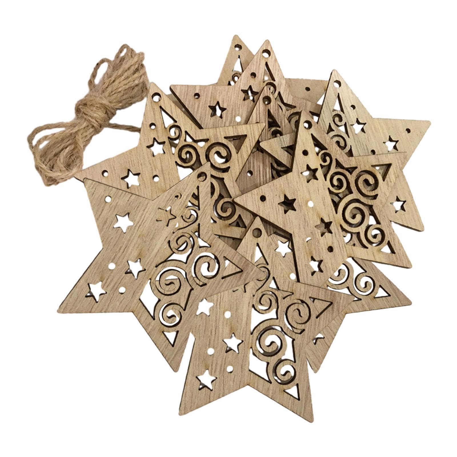 LIXSAZSE Holiday DIY Christmas Wood Slices Ornaments Set Unfinished Cutouts Crafting Ease These Wooden Cutout Slices are Suitable for Christmas Decorations