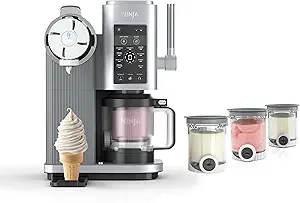 Ninja Swirl by CREAMi Ice Cream and Soft Serve Maker, Includes (4) Pints for Sorbet, Milkshake, Frozen Yogurt, Low Calories Program & More, 13-in-1, Soft Serve Handle