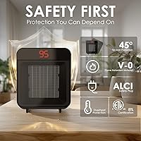 Vista 5 de Reaks PTC Ceramic Space Heater with ALCI Safety Plug for Bathroom and Indoor Use, 1500W Electric Heater with 59-95°F Digital Thermostat, 12H Timer