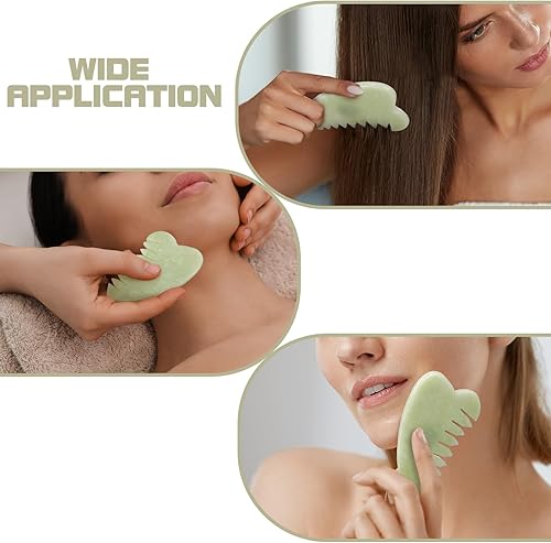 Miniatura 10 de Geiserailie Peines de jade para masaje, peine para el cabello, guasha, raspado del cuero cabelludo, herramienta de masaje facial, herramientas