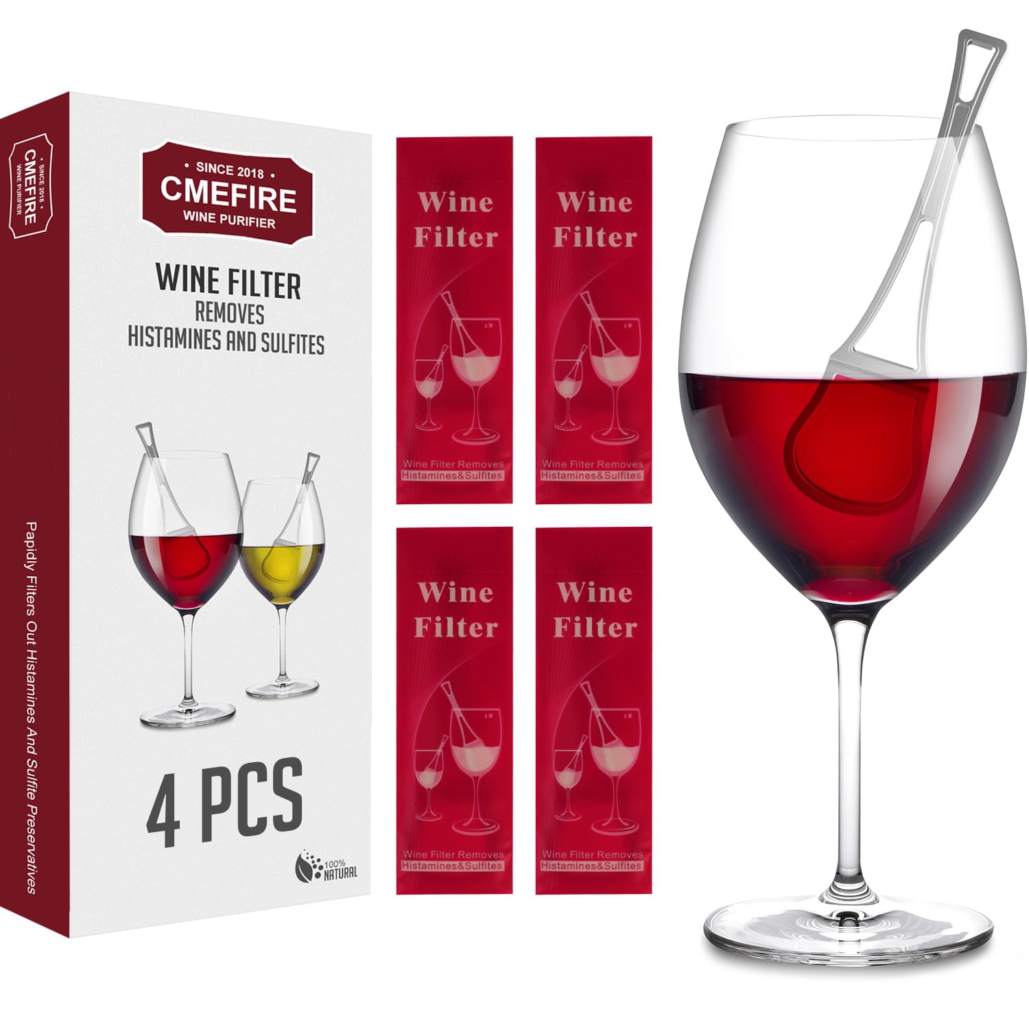 Wine Filters Sulfites Histamines Purifier Wands: May Reduce Headaches and Alleviate Wine Allergies & Sensitivities(4 Packs)