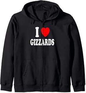 I Heart (Love) Gizzards Chicken Grilled Fried Giblets Zip Hoodie