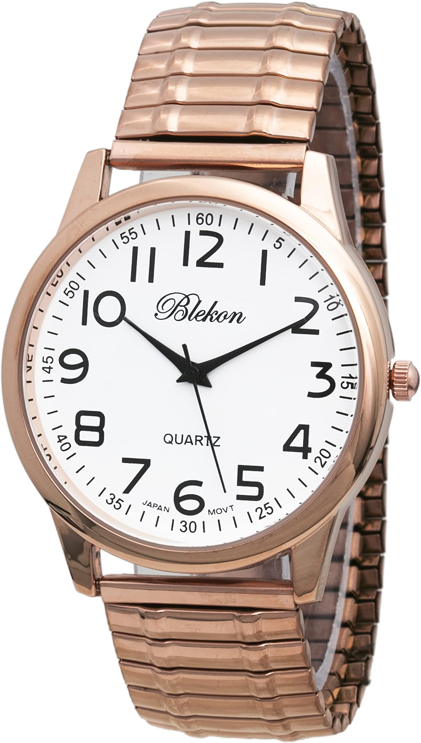 Rose Gold Large Face Geneva Fancy Stretch Band Women's Watch
