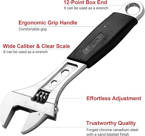Vista 11 de Jetech Llave ajustable de 24 pulgadas – Llave de cambio profesional de acero al cromo vanadio resistente con apertura de calibre ancho y escala