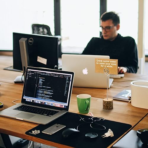 Miniatura 7 de 20 soportes para tarjetas de lugar de madera rústica con alambre en espiral y 30 tarjetas de lugar de papel kraft, soporte de madera para números de