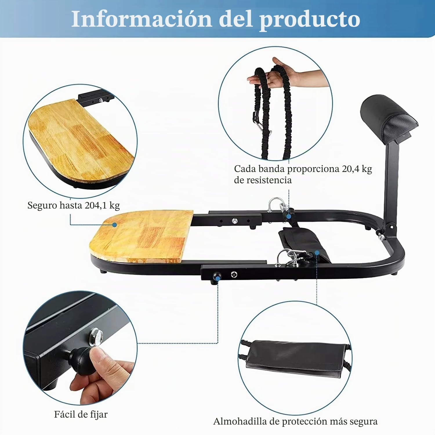 Entrenador de empuje de cadera, máquina de glúteos de alta resistencia, entrenamiento plegable para gimnasio en casa, viene con banda de resistencia de 135 libras, entrenador de empuje profundo de