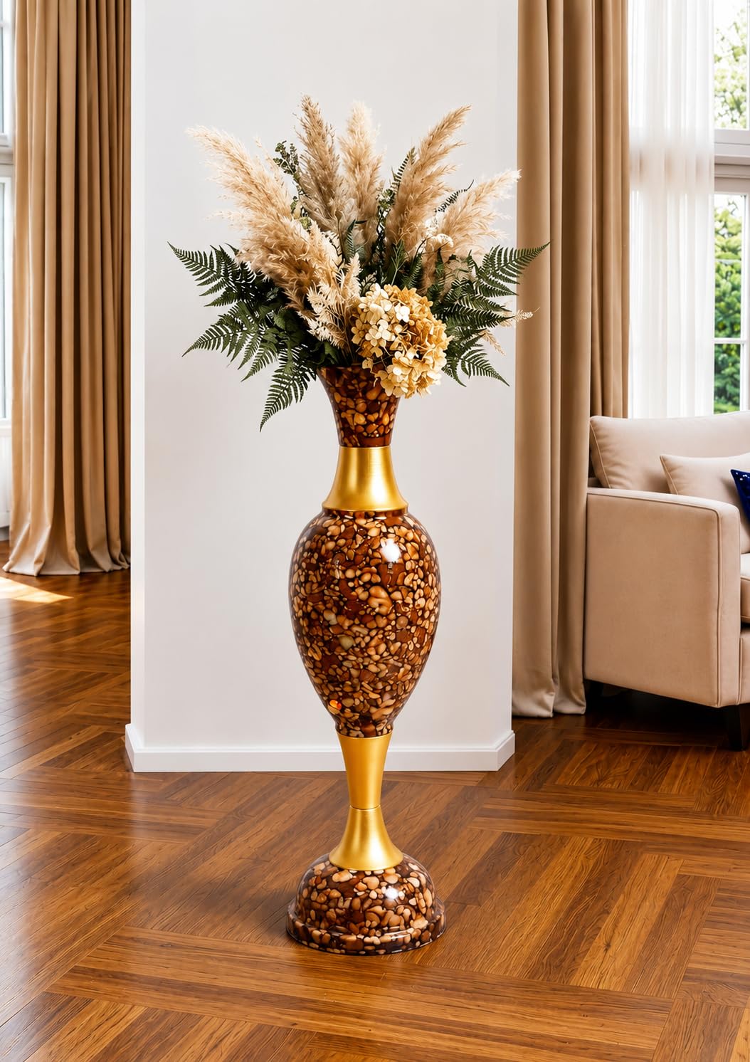 Black & Gold Iron Flower Vase - Elegant Home Decor -9 Black & Gold Iron Flower Vase - Elegant Home Decor -9