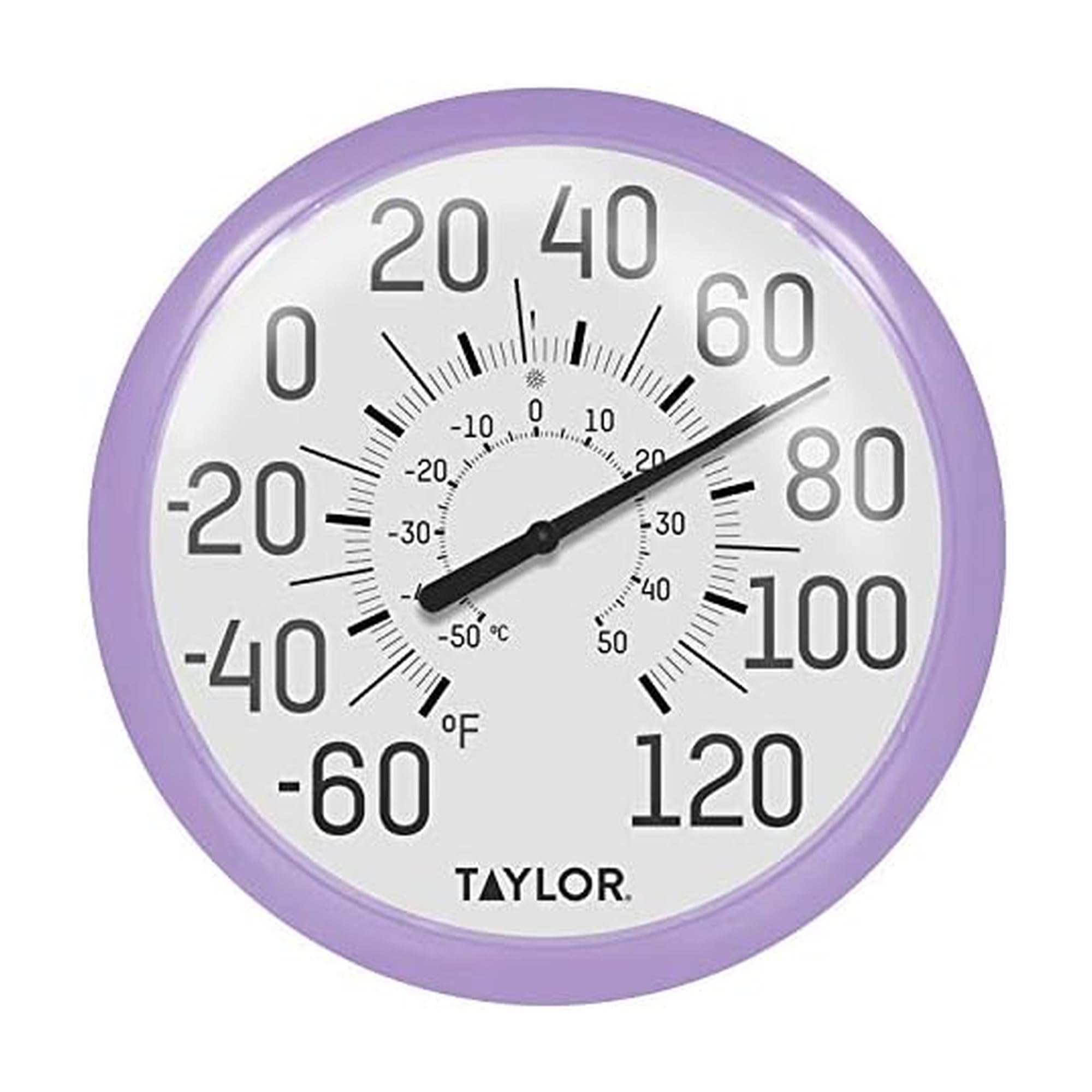Thermomètre mural Taylor 6700LC lisible de loin lilas contre la fatigue visuelle