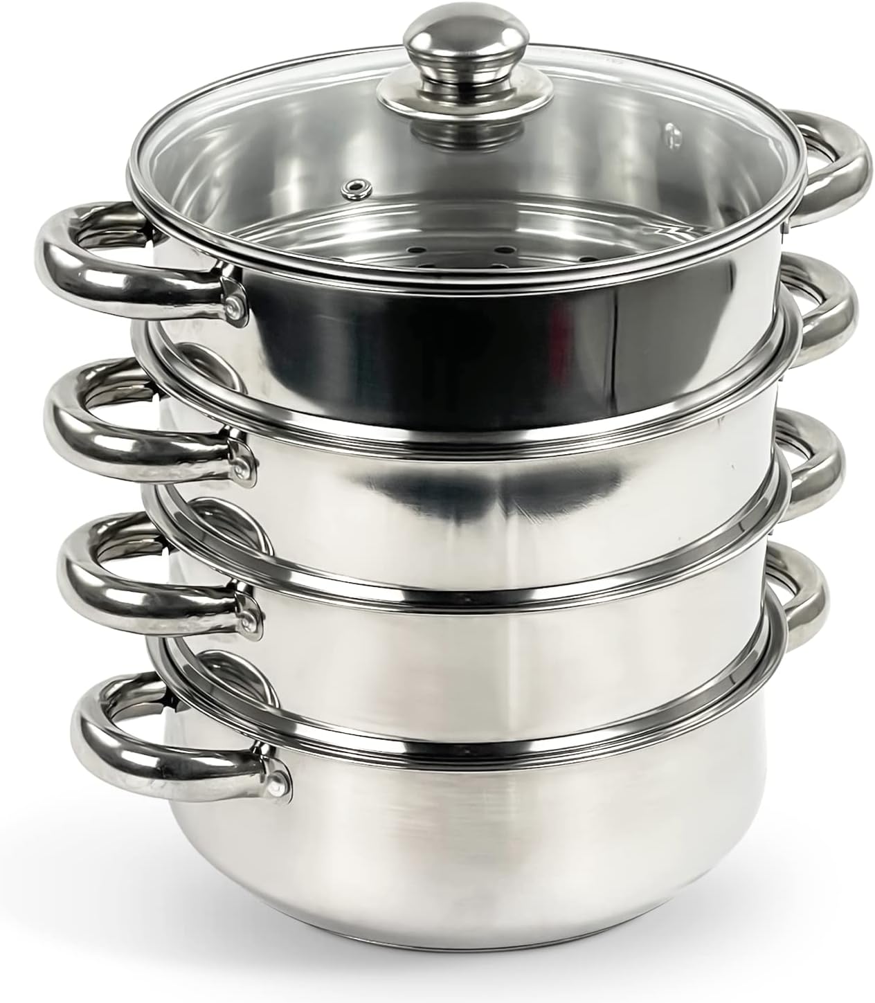 Induction Hob Stainless Steel 3 & 4 Tier Steamer Cooking Cookware Pot