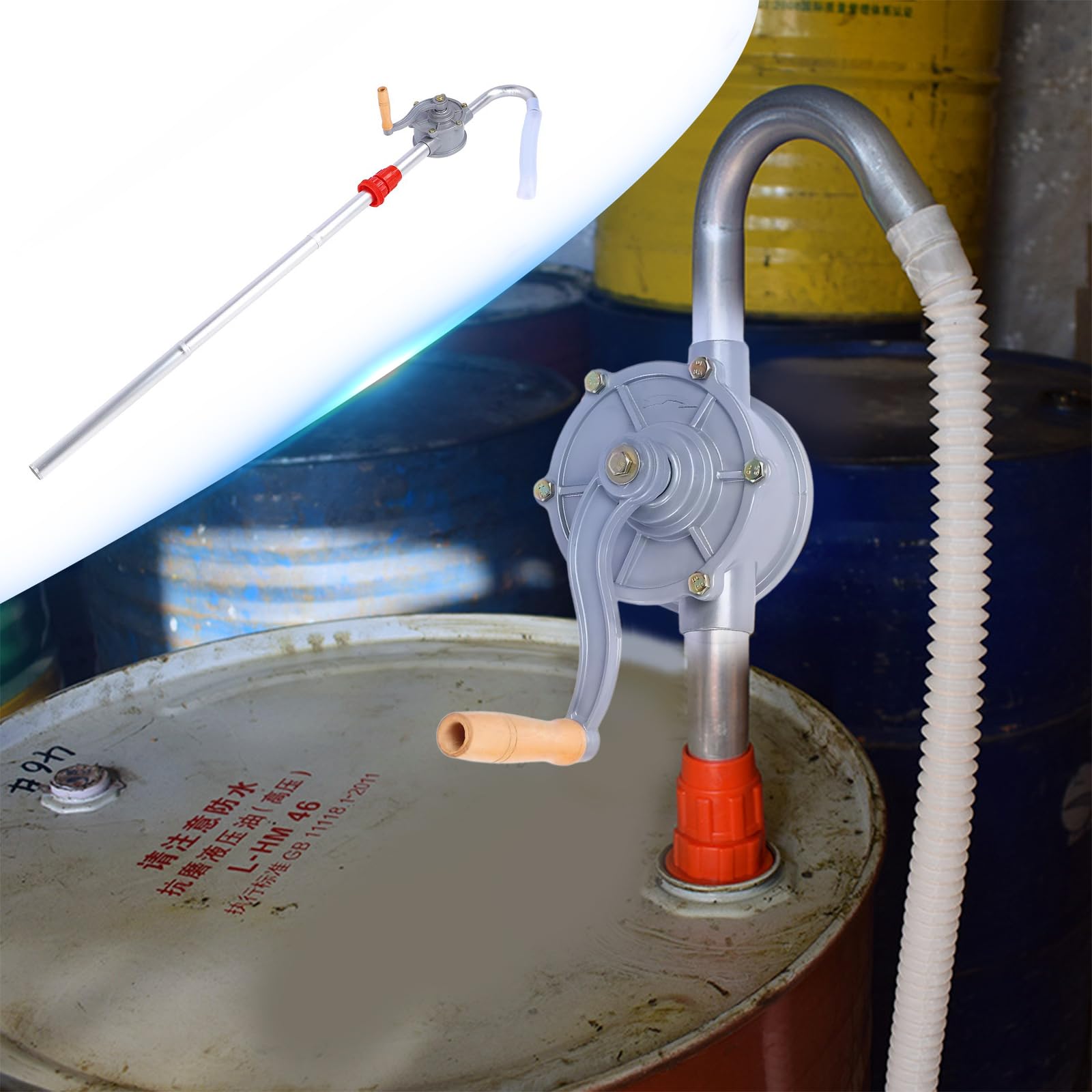 Korba ręczna ze stopu aluminium, pompa do beczki olejowej, 200 l, pompa korbowa 70 RMP, ręczna pompa do benzyny, oleju napędowego, garażu, ręcznej beczki, narzędzia