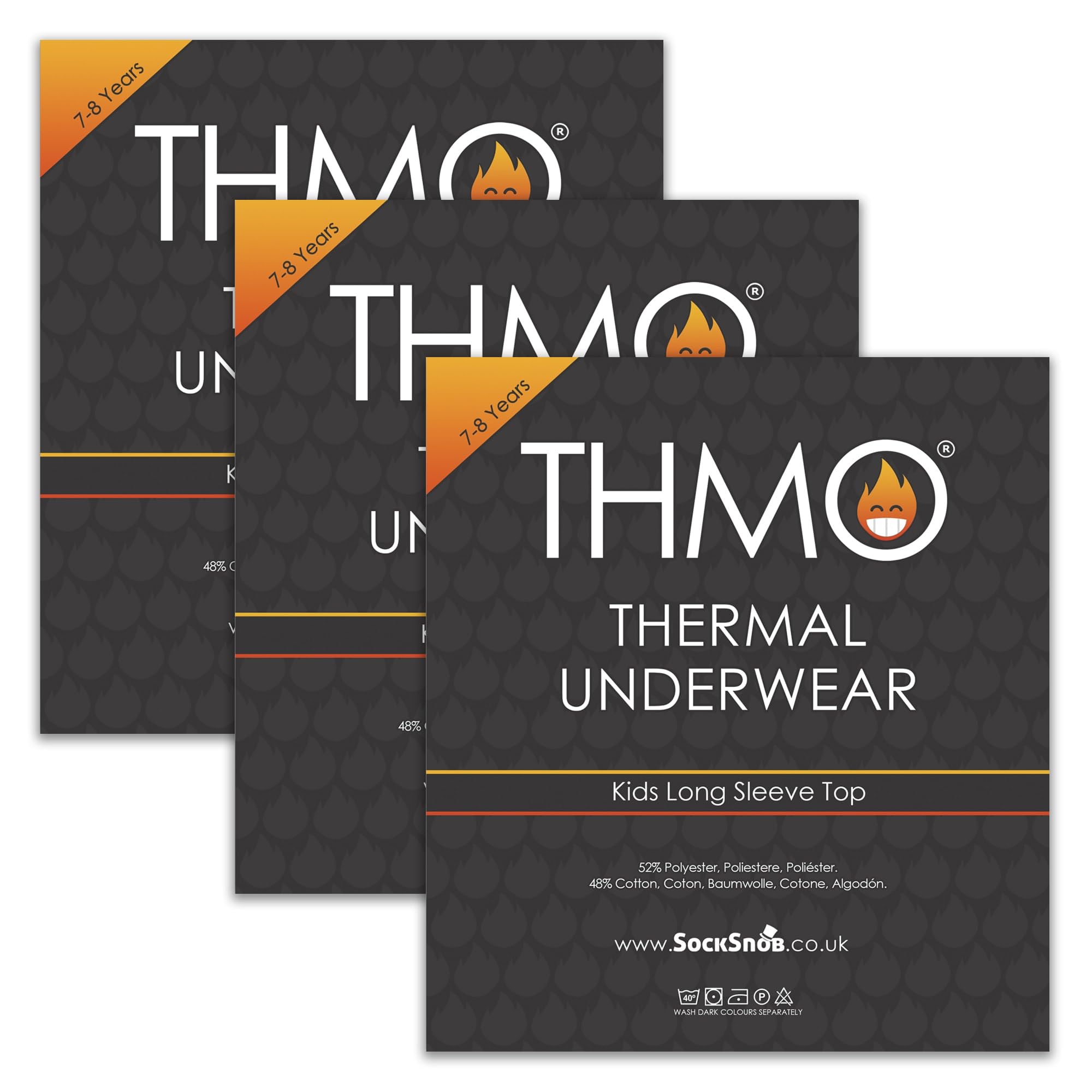 THMO - Confezione da 3 magliette termiche per bambini a maniche lunghe | Maglia intima invernale calda