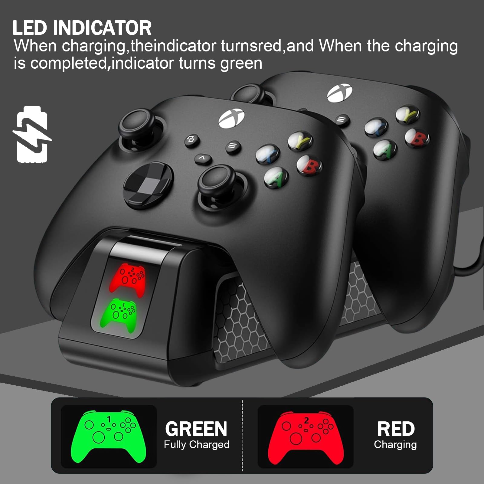 Dock di ricarica per controller Xbox Series S/X con 2 batterie ricaricabili, stazione di ricarica con 2 batterie ricaricabili da 1800 mAh