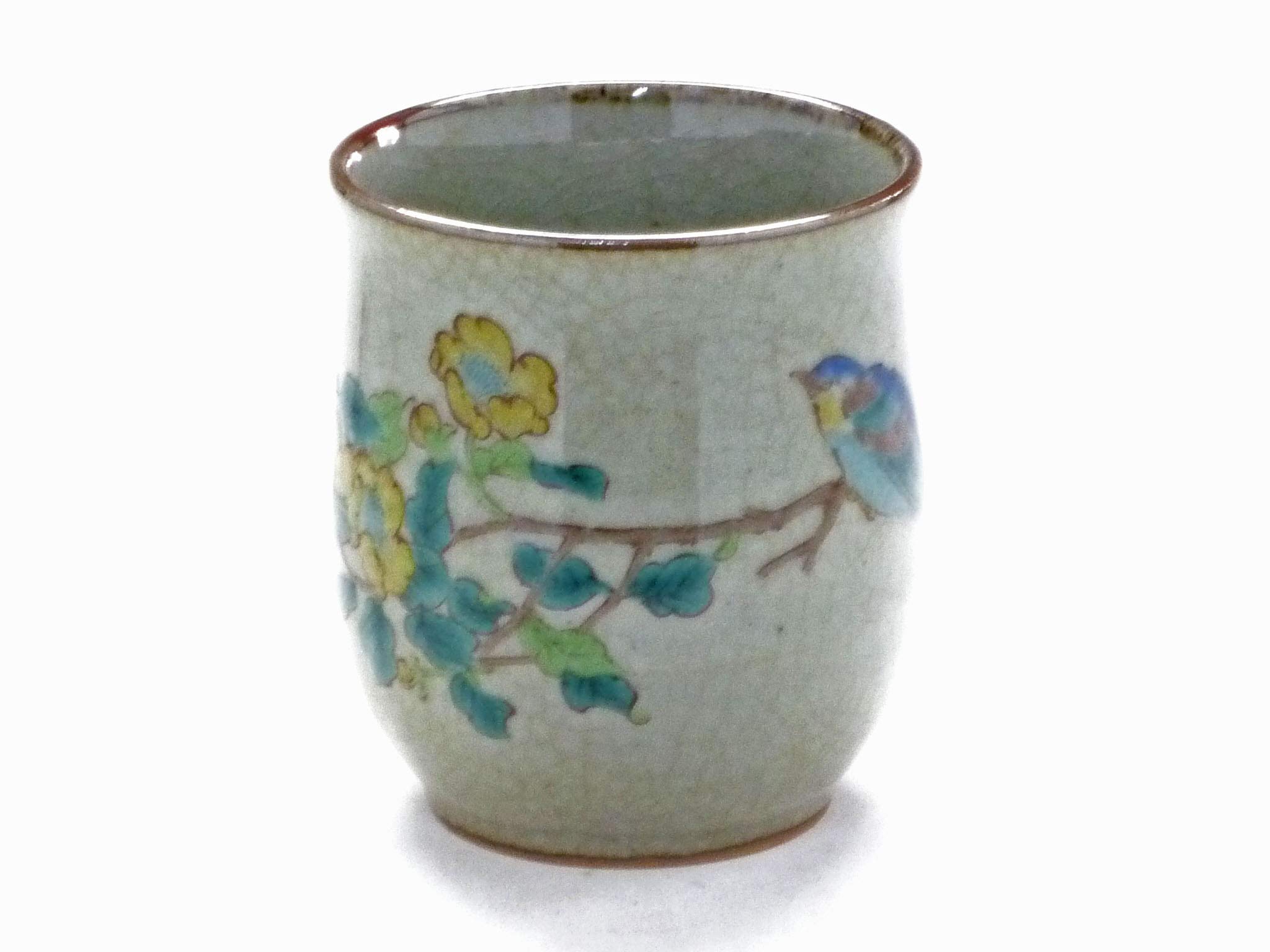 Kutani Hyakkaen small teacup single item bird tree kinshibai ni tori feat.decorated base