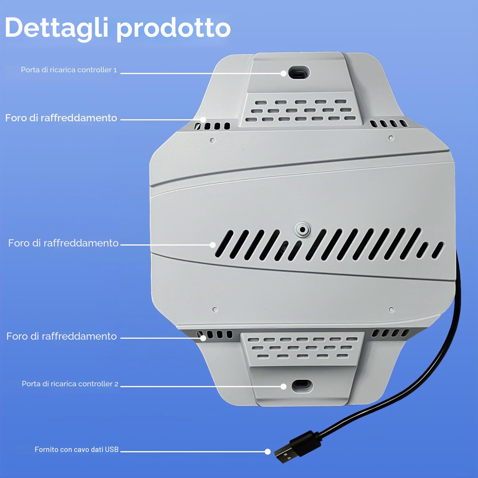 Supporto per PS5 Slim/Pro con Ventola di Raffreddamento,Base di Raffreddamento PS5 con 3 Livelli di Ventola e 2 Ricarica Simultanea di Tre Dispositivi,Accessori per PS-5 Pro/PS-5 Slim